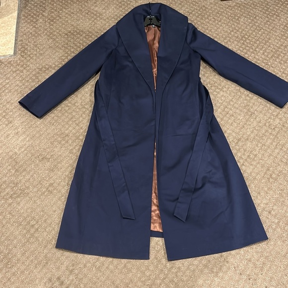 NWT Eileen Fisher Women’s Midnight Blue Wrap Coat Size Medium - Picture 6 of 11